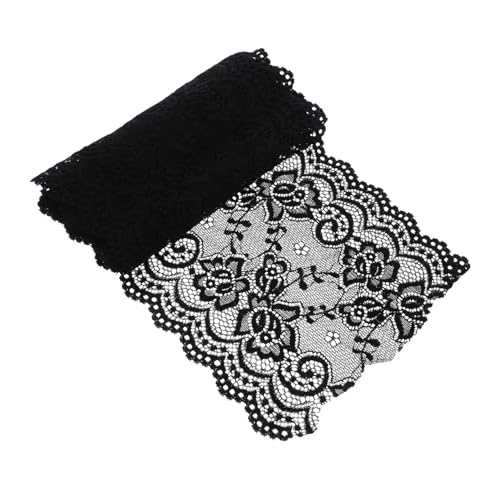 HOODANCOS 1 Rolle Blumenspitze nylons elastisches tape elastischer guertel tablecloth dehnbarer Spitzenstoff Spitzenband aus Stoff Spitzenband mit Blumenmuster floraler Spitzenstoff Black von HOODANCOS