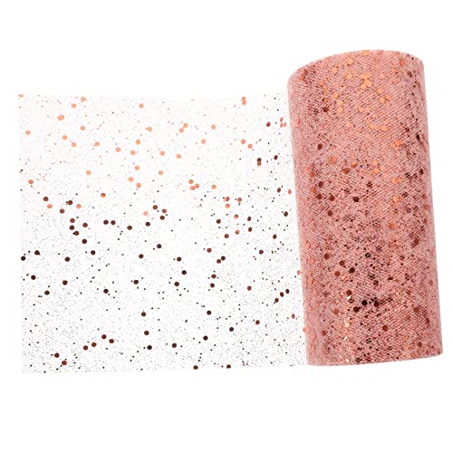 HOODANCOS 1 Rolle Pulvernetz Rollgarn pailletten sequin beileight weddin Hochzeitsdekorationen für die Zeremonie Scrapbooking-Band dekoratives Wickelband Kleid Wickelband Polyester Rose Gold von HOODANCOS