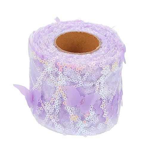 HOODANCOS 1 Rolle Tüllband seidenband ribbon Schleifenband geschenkband DIY-Zubehör Stickerei DIY Bastelband gestickte Applikation breites Band nähen handwerk dekoration Polyester Lavender von HOODANCOS