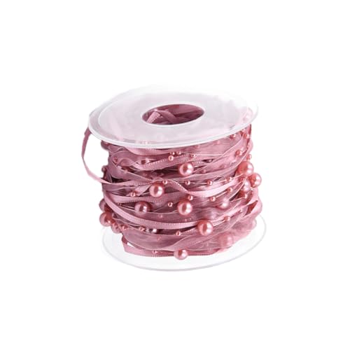 HOODANCOS 1 Rolle dekoratives Perlenband seidenband ribbon geschenkpakete geschenkband ripsband transparentes Band Brautgeschenk Krippendekor Blumenstraußbänder für Paket Hochzeitsband Rosy von HOODANCOS