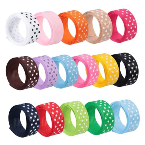 HOODANCOS 1 Satz 16 Mm Bedrucktes Rippenband Aus Polyester Mit Punkten Haarbänder Bastelstoffband Dickes Band Blaues Band Streifen Haarband Hairbands Geschenkband Handgefertigte Bänder 16st von HOODANCOS