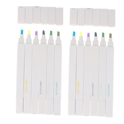 HOODANCOS 1 Satz Doppelseitiger Textmarker Wasserfarbene Textmarker Lesezeichen Für Studenten Textmarker Marker Highlighter Mit Pinselspitze Highlighter-pinsel Kunstmarker Plastik 12st von HOODANCOS