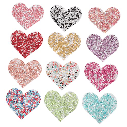 HOODANCOS 1 Satz Farbliebe Stoffaufkleber Bling-herz-patch Liebe Applikation Patch Liebe Herzpatches Pailletten-herzapplikation Dekorative Patches Herz-patch-applikationen Acryl 12st von HOODANCOS