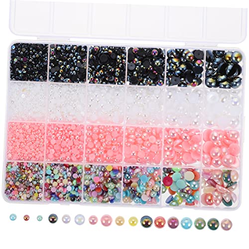 HOODANCOS 1 Satz Halbrunde Perlmuttflocken Flatback-scrapbook-perle Halbrunde Perlenperlen Nageldekorationen Für Nagelkunst Strasssteine ​​für Nägel Nailart-flatback-perlen Perlensets Harz von HOODANCOS