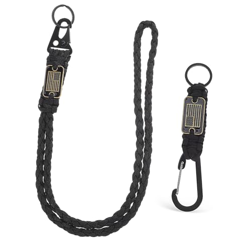 HOODANCOS 1 Satz Handyriemen Schlüsselband Trageband kordel schlusselanhanger Lanyards mit Namensschildern geflochtenes Seil Wanderband mit Schnallenriemen Lanyard mit Clip Stroh Black von HOODANCOS