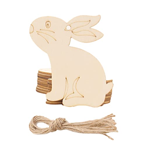 HOODANCOS 1 Satz Holzhandwerk Bausatz Seile Glyzinien Serviettenringe Aus Perlen Haken Hasenförmchen Easter Decoration Osterschmuck Aus Holz Holzanhänger in Hasenform Bambus Khaki 10 Stück von HOODANCOS