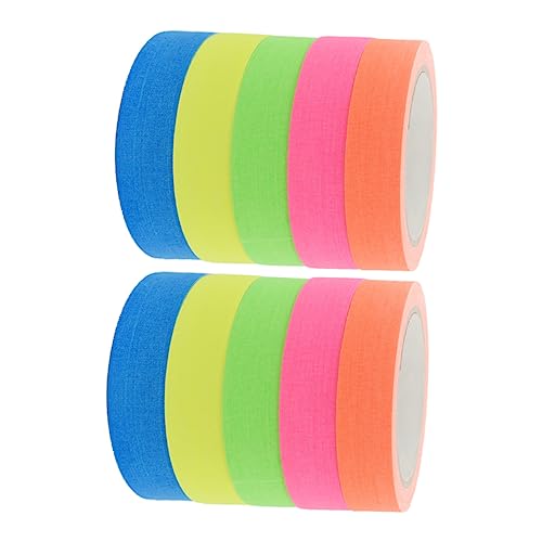 HOODANCOS 1 Satz Im Dunkeln Leuchten Band Farbiges Klebeband Zierband Selbstklebend Uv Tape Prop Tape Pinnwand-grenzen Süßer Mini-hefter Leuchtendes Band Fluoreszierendes Klebeband 10 Rollen von HOODANCOS