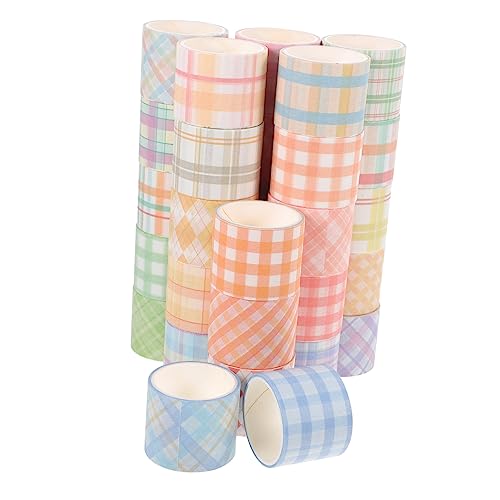 HOODANCOS 1 Satz Kariertes Washi Tape Aufkleber Für Scrapbooking Aufkleber Ästhetisch Bandspender Kunstband Planer-aufkleber Verwaschen Klebeband Retro Japanisches Papier 30 Rollen von HOODANCOS