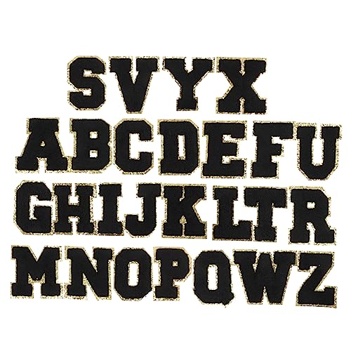 HOODANCOS 1 Satz Kleidungsflicken Selber Machen Buchstaben Aufnäher Buchstaben Patches Bügelbild Nähen Mantelflicken Selber Machen Kleidung Schmückt Diy-alphabet-patch Stoff Black 26st von HOODANCOS