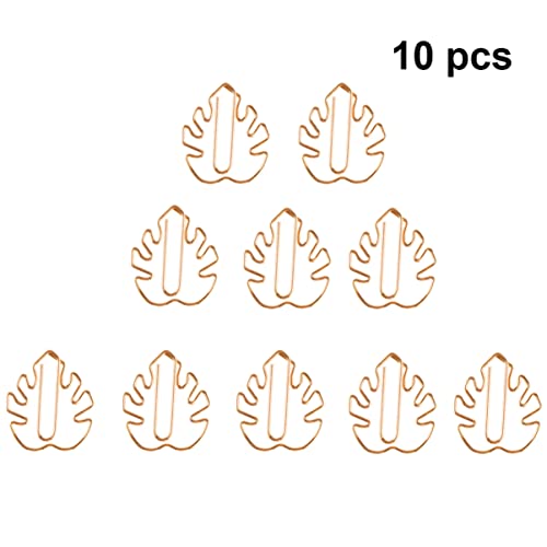 HOODANCOS 1 Satz Papier Lesezeichen Klammer Büroartikel Creative Paper Clips Bürozubehör Schulzeug Büroklammer-karikatur Gold Blatt Kreative Clips Kreative Büroklammern Golden 10st von HOODANCOS