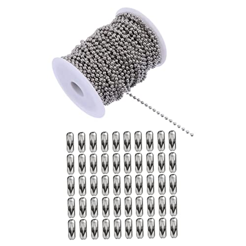 HOODANCOS 1 Satz Perlenkette dekorative Perlen Hundemarkenkette Deckenventilatoren edelstahlketten pearl necklace Kugelkettenverbinder Kugelkette mit Schnalle Rostfreier Stahl Silver von HOODANCOS