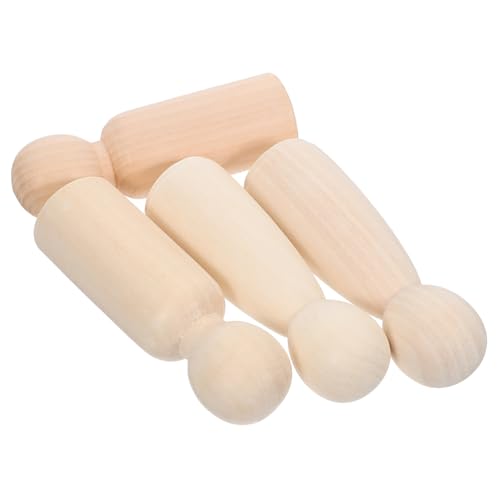 HOODANCOS 1 Satz Puppenspielzeug Aus Holz Holzspielzeug Peg-puppe Leute Pfeifen Menschenfiguren Für Peg-puppen Diy Holzpflockpuppen Diy Peg Doll Beige Holz 4 Stück von HOODANCOS