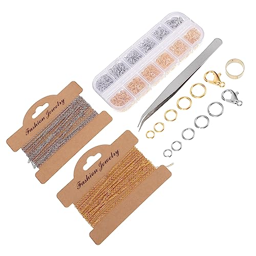 HOODANCOS 1 Satz Schmucksets Reparaturring für Halsketten Kit zur Schmuckherstellung Halskette Biegeringe Bastelkette bastelzeug craft DIY zubehör werkzeug Pinzette selber machen Kupfer von HOODANCOS