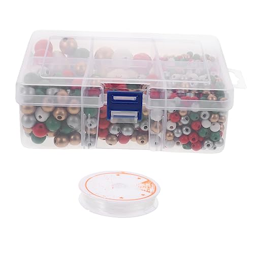 HOODANCOS 1 Set DIY Wood Perlen Runde Perlen Weihnachten Bunte Holzperlen Charms von HOODANCOS