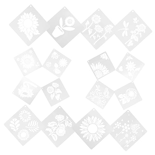 HOODANCOS 1 Set Sonnenblumen Ausschnitt Malvorlage Quadratische Zeichnungsschablonen Farbschablonen Kunstschablonen Mehrzweck Schablonen Boden Schablonen Schablonen Zum Malen von HOODANCOS