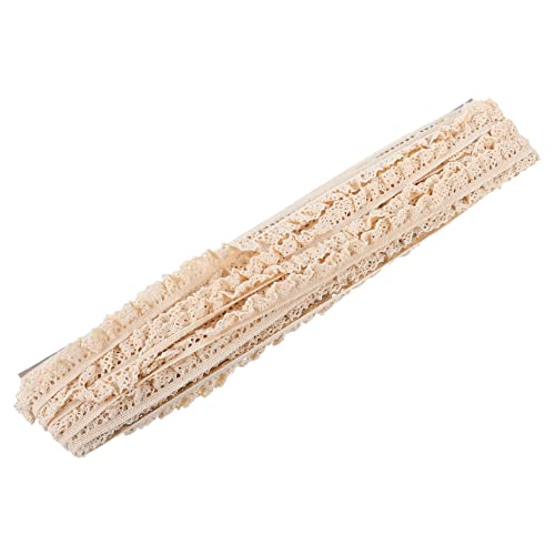 HOODANCOS 10 Elastische Spitze Baumwollvorhänge Band Zum Basteln Kleiderfransenbesatz Sofa-fransenbesatz Elastischer Spitzenbesatz Fransenvorhang Spitzenband Weißes Dekor Beige Baumwollfaden von HOODANCOS