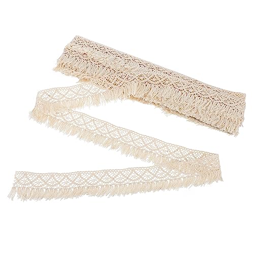 HOODANCOS 10 Fransenspitze bastelmaterial bastel materialien handystativ Geschenkidee Tassel-Verzierung weißes Dekor Spitzenstoffbesatz Quaste Spitze Spitzendekor Baumwollfaden Beige von HOODANCOS