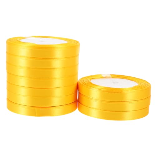 HOODANCOS 10 Rollen Geschenkverpackungsband Band für die Hochzeitsparty Bögen machen Band seidenband ribbon Bastelband für den täglichen Gebrauch schneidbares Geschenkband Polyester Golden von HOODANCOS