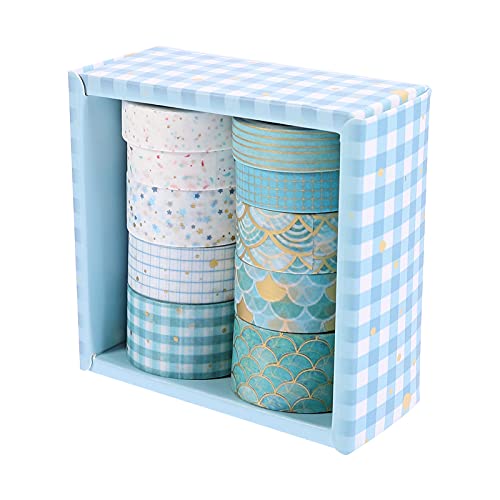 HOODANCOS 10 Rollen Heißpräge-Washi-Tape scrapbbok büromaterial reispapier basteln Papierhandwerk the craft Papier Klebeband Bastelband zu Ostern DIY Klebeband Dekoration mit Papierband Blue von HOODANCOS