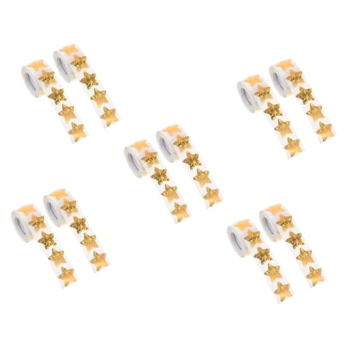 HOODANCOS 10 Rollen Sternbelohnungsaufkleber Aufkleber mit glitzernden Buchstaben pflege aufkleber klebesticker stickers aufkleber Sternaufkleber Aufkleber mit goldenen Sternen Papier von HOODANCOS