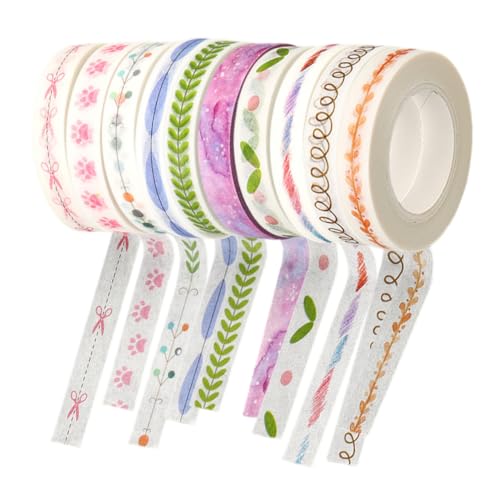 HOODANCOS 10 Rollen Washi Klebeband Zum Dekorieren Von Sammelalben Selbstklebende DIY Klebebänder Geschenkpapier Geschenkband Basteln Aufkleber DIY Deko Klebeband Druckband von HOODANCOS