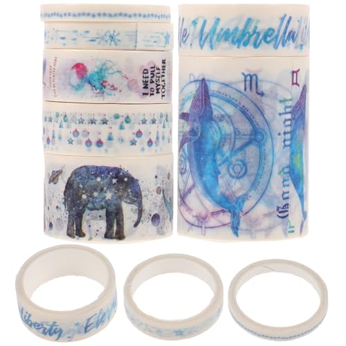 HOODANCOS 10 Rollen Washi-Tape-Aufkleber scrapbbok the washi tape Scrapbooking mit Abdeckband dekorative Maskierung Schönes Scrapbooking-Klebeband Dekoratives Zubehör Japanisches Papier Blue von HOODANCOS