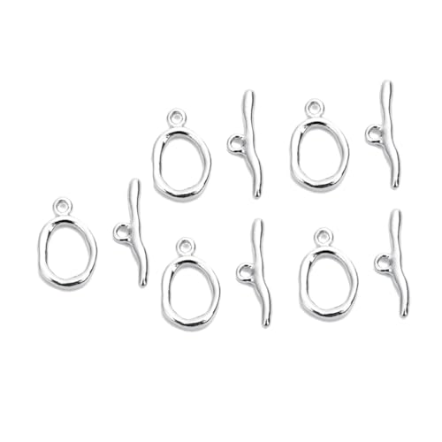 HOODANCOS 10 Sätze Kettenverbinderverschlüsse schmuckherstellung schmuck machen silberne Accessoires silberne Knebelverschlüsse Halskette Kettenverbinder Verschlüsse Metallverschlüsse Silver von HOODANCOS