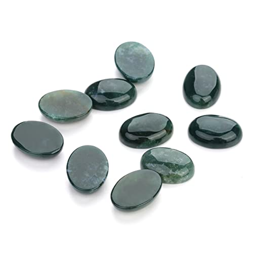 HOODANCOS 10 Stk Zeitsteinzubehör zum Selbermachen schmucksteine gemuse decor the gems klocke unikal ovale Edelsteinperlen Wohnakzente Dekor Achat-Edelstein-Patch ovale Steincabochons Green von HOODANCOS