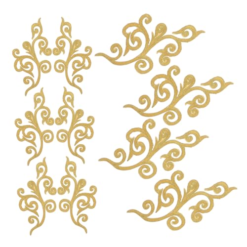 HOODANCOS 10 Stück Elegante Goldene Blumen-pailletten-aufnäher Zum Aufbügeln, Bestickte Applikationen Für Hochzeitskleid, Performance-kostüme Und Dekoratives Kunsthandwerk von HOODANCOS