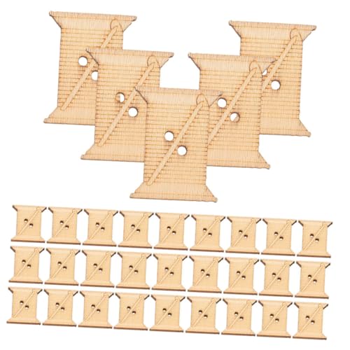 HOODANCOS 100 Stück Wickelplatte Holz Nähmaschine Wickelbretter Holzspulen für Nähgarn Holzspulen für Faden Wickler Stickgarn-Organizer-Board Tierspule aus Holz Garnspulen zum Häkeln Beige von HOODANCOS