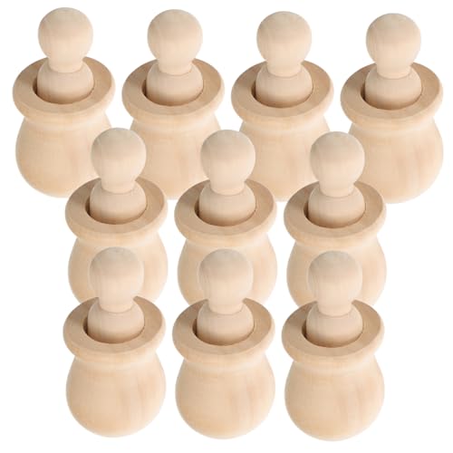 HOODANCOS 10Er Set Graffiti Holzfiguren Leere Stiftpuppen Nestpuppe Engelspuppe Naturpuppenkörper Leere Familienfiguren Basteln Stiftpuppen Unvollendete Stiftpuppen Spielzeug DIY von HOODANCOS