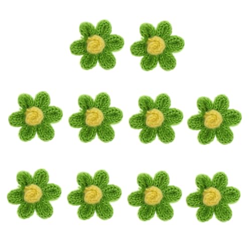 HOODANCOS 10St DIY zubehör bastel materialien handmade DIY-Handwerk Häkelblumen nähen Aufnäher für Blumenkleidung Mini-Tiara DIY Schmuck Wollstrickblume Wolle weben Green von HOODANCOS