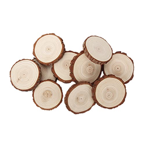 HOODANCOS 10St runde Holzscheiben Baum runden selber hängen Herzstück Tischdekoration DIY hängende Verzierung Tischdekorationen Baumplatte holzbrett Baumrinde Holzscheiben von HOODANCOS