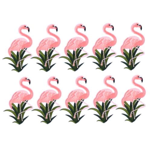 HOODANCOS 10Stücke Flamingo Stickerei Aufnäher Eisen Patches Für DIY Projekte Dekorative Applikationen Für Kleidung Taschen Und Mehr Flamingo Patch Für Bastelideen von HOODANCOS