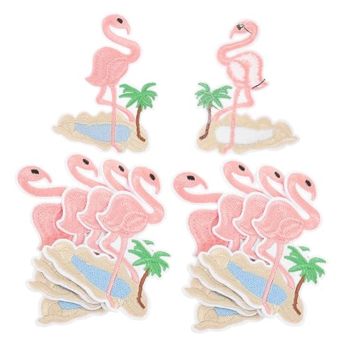 HOODANCOS 10st Flamingo-patch Flamingo-kleidungsflicken Abzeichen Annähen Dekoration Mit Kleiderapplikationen Kostümaufkleber Bestickte Applikation Aufnähen Gestickte Aufnäher Stoff von HOODANCOS