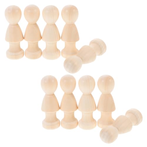 HOODANCOS 10st Puppenornamente Steckpuppen Unvollendet Unvollendete Bemalpuppen Unvollendete Peg-leute Unvollendete Peg-puppen Unbemalte Peg-puppen Miniaturfigur Diy-malpuppen Hölzern von HOODANCOS