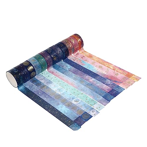 HOODANCOS 12 Rollen Washi-Tape Klebebänder für Heimwerker Aufkleber mit Planetenband Retro-Aufkleber alte Aufkleber bastelbedarf geschenkverpackung dekorative Bänder Papierbänder Blue von HOODANCOS