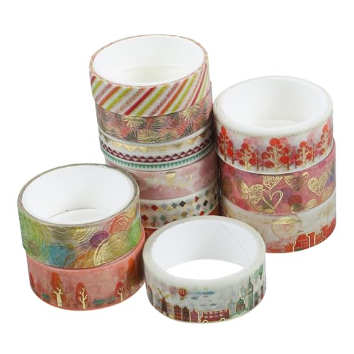 HOODANCOS 12 Rollen Washi-tape Vintage-klebeband Washi-klebeband Tagebuchband Folien-abdeckband Tagebuch Washi Tape Washi Tape Aus Goldfolie Valentinstag Washi Tape Japanisches Papier von HOODANCOS