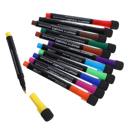 HOODANCOS 12 Stück Whiteboard Marker Waschbare Trocken Abwischbare Marker Löschbare Marker Whiteboard Stifte Magnetische Marker Malmarker Whiteboard Marker Löschbare Stifte Kinder von HOODANCOS