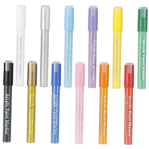 HOODANCOS 12St Acrylmarker Marker machen Farbstifte Kalligraphie-Marker Bastelstifte Malstifte für zu Hause acrylic markers paint pens praktische Lackmarker tragbare Zeichenstifte pp von HOODANCOS