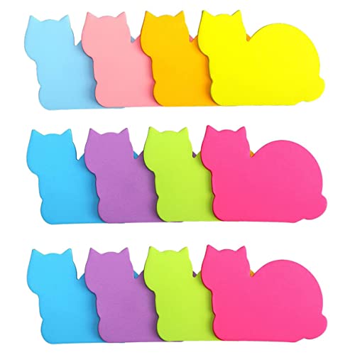 HOODANCOS 12St Katze Haftnotizen Mini-Haftnotizen katze bürobedarf Mini-Etiketten Mini-Notizen-Aufkleber Cat shaped note paper Adhesive notes Memo pad Papier-Erinnerung Taschennotizpapier von HOODANCOS