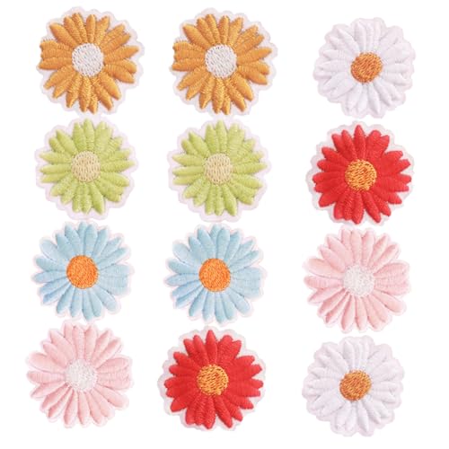 HOODANCOS 12st Patches Nähen Blumenapplikation Gänseblümchen-blumenbeet Gänseblümchen Nähen Aufnäher Kostümaufkleber Blumen-jeans Cartoon-aufkleber Flicken Für Kleidung Blumenbeete Nähen von HOODANCOS