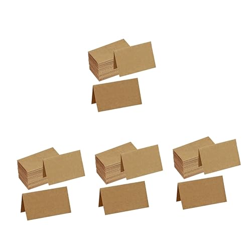 HOODANCOS 140 Stk Namensanzeigekarte bürodeko büro dekoration ostern karten office decoration glückwunschkarte weihnachten Faltbare Namensschilder Kraftpapier Tischständer Gruß Brown von HOODANCOS