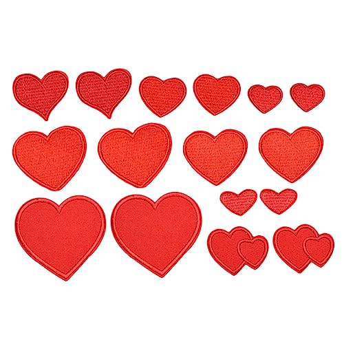 HOODANCOS 16pcs Aufbügeln Patches Red Heart Patterns Patches Bestickte Kleidung Appliques von HOODANCOS