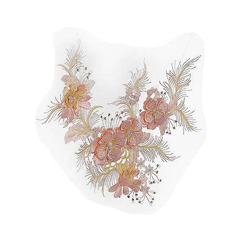 HOODANCOS 1Stk Blumen Netz Aufkleber Kleiderpatch aus Polyesterperlen Farbperlen handgemachte Aufkleber pailletten sequin sticker -Kleid-Accessoire Perlen DIY Kleid Patch PVC Yellow von HOODANCOS