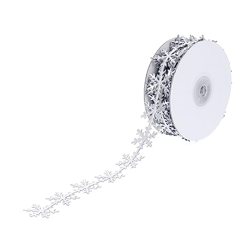 HOODANCOS 1Stk Schleife Geschenkband Weihnachtsbaumschmuck weihnachtsschmuck selber machen Weihnachtsband Glitzerband ribbon bandfeile Wickeldekor Schneeflockenbänder aus Polyester Silver von HOODANCOS