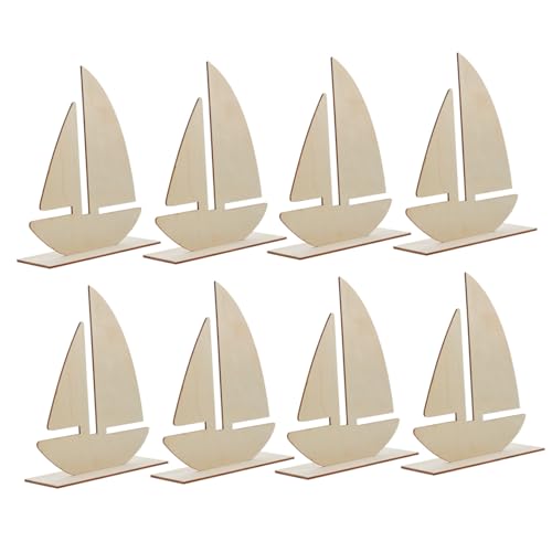 HOODANCOS 1set Weißes Embryo-segelboot Selber Bauen Hüttendekor Hausgemachte Ornamente Muscheldekor Miniatur-segelboot-modell Miniatur-stranddekoration Hängendes Yacht Holz 10pcs von HOODANCOS