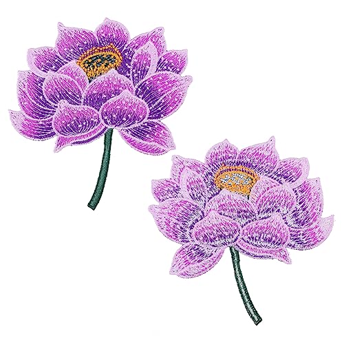 HOODANCOS 1stk Patch Blühender Blumenbeet Rose Applikationen Zum Aufnähen Flicken Für Kleidung Lotus Kleidung Reparieren Süße Applikationen Lila Kleidung Zubehör Lilie Polyesterfaden Violett von HOODANCOS