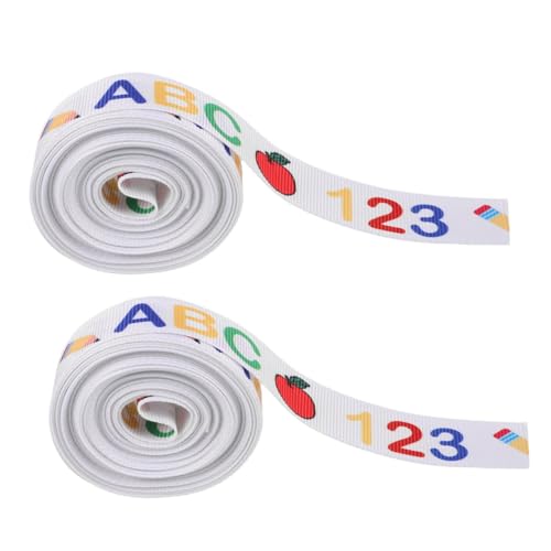 HOODANCOS 2 Rolle Schleife Süße -haaraccessoires Geschenkband Für Die Schule Bedrucktes Band Schulbänder Zum Basteln Zurück Zur Schule Satinband Lehrerband Abc-band Polyester von HOODANCOS