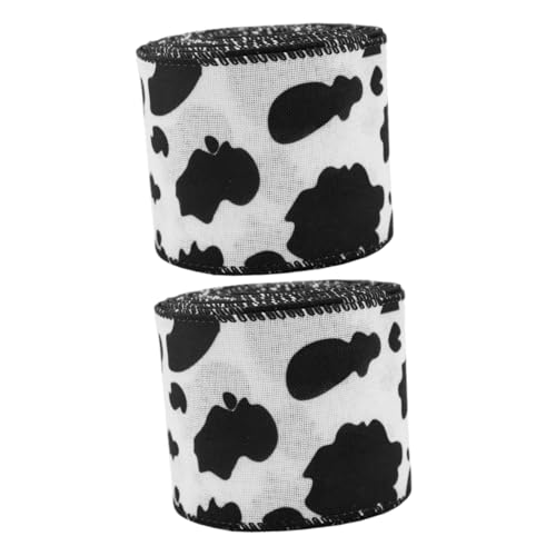 HOODANCOS 2 Rollen Band Mit Kuhmuster Band Mit Kuh-aufdruck Bastelband Mit Kuhdruck Kuhdruckband Stoffbänder Mit Animal-print Kuhbänder Zum Basteln Verpackungsband Kuhband Polyester von HOODANCOS